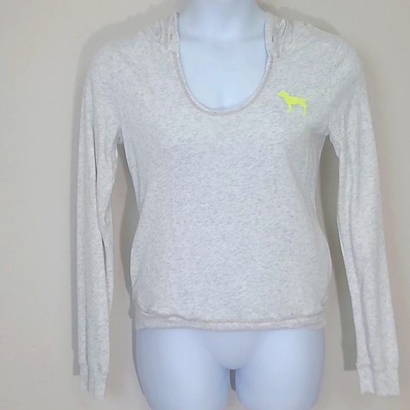 Light Gray Graphic hoodie pockets Neon Lab Logo Love Pink Lightweight - Picture 3 of 8